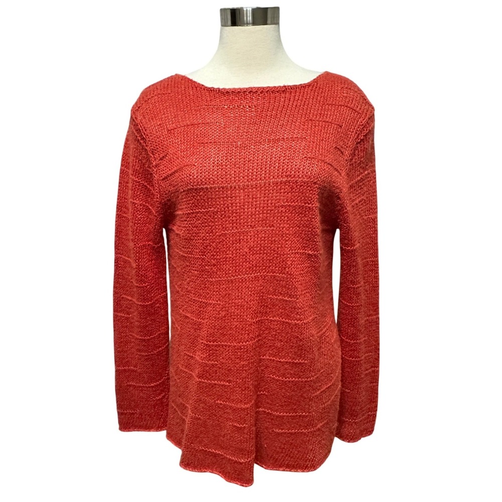 EILEEN FISHER hemp Linen‎ Open Weave Pullover Sweater Womens M Italian Yarn